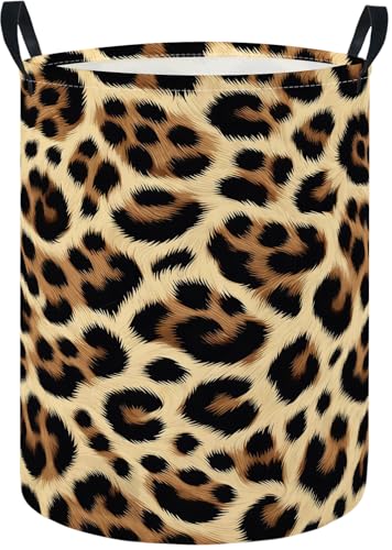 Image of Baby Laundry Hamper Basket Baby Hamper for Nursery Boy and Girl Cute Storage Bin Organizer Boho Room Decor(Leopard)