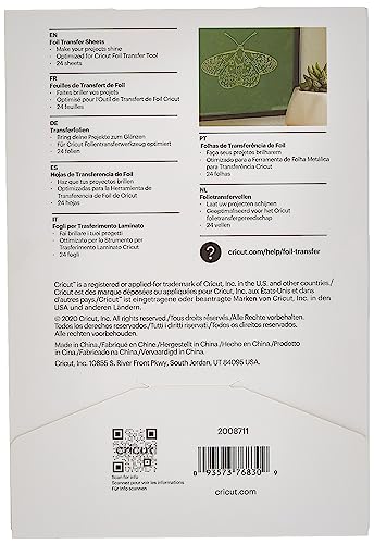 Image of Cricut Gold | 10.1cm x 15.2cm (4 inch x 6 inch) | 24 x Sheets | for use Foil Transfer Tool (Sold Separately)