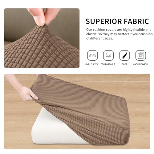 Image of Easy-Going Stretch 3 Pieces Oversized Couch Cushion Cover for Sofa Seat