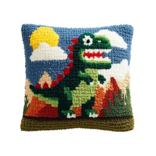 Funda de almohada de dinosaurio en kit de gancho para renovar tus cojines viejos