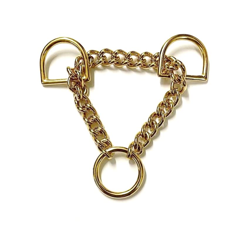 Half Check Chains For Dog Collars Sewing Webbing Or Leather Great For Dog Walking And Training (Solid Brass, 3mm x 20mm D-ring)