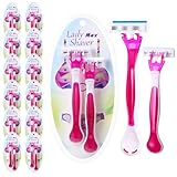 Lanties 24 Pcs Sensitive Disposable Razors for Women Set Women's Disposable Razors 3 Blade Disposable Razors for Women Travel Razor Smooth Razors for Pubic Hair and Skin(Purple Red, White)