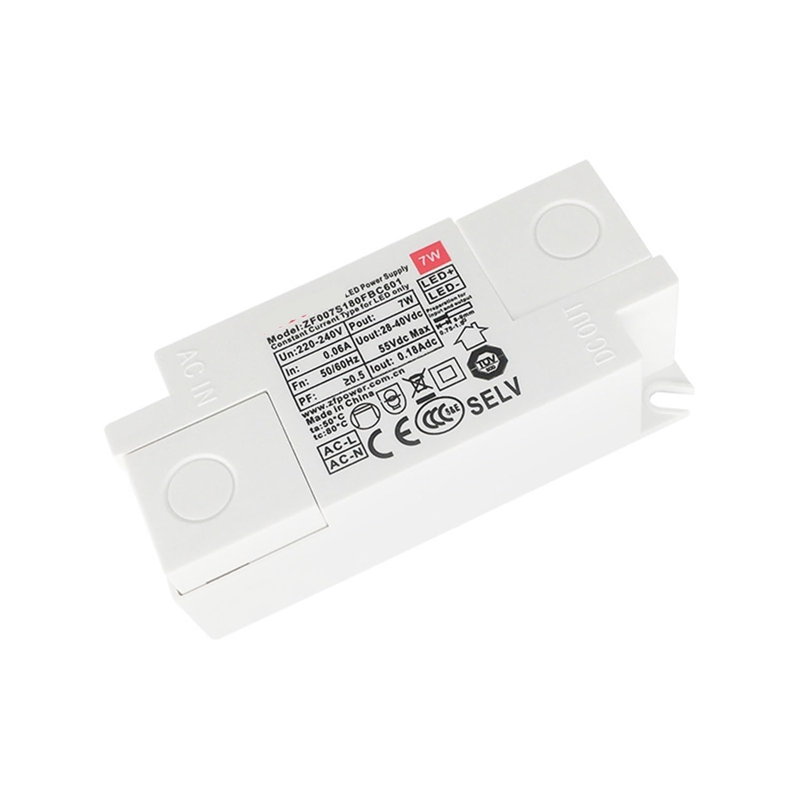 Downlight projecteur LED 7W avec coque intérieure isolée et faible PF