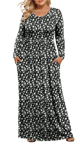 Image of LONGYUAN Women's Plus Size Maxi Dresses for Curvy Women Casual Long Dress XL-6XL