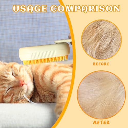Image of Spritz Defur Comb for Cats, New 3-in-1 Cat Steam Brush for Massaging and Cleaning Shedding Pets, Comb for Long and Short Hair Cats and Dogs Grooming Tool (Coffee)