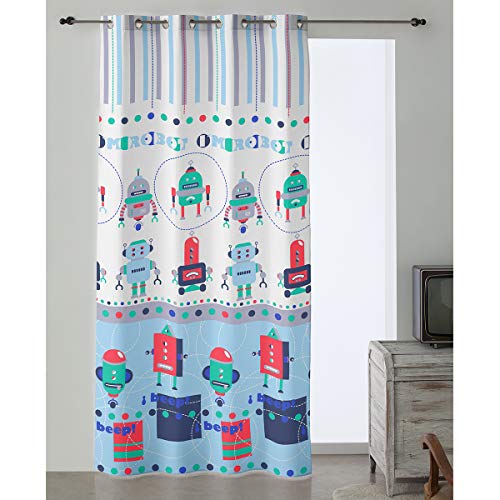 Camatex Robots Rideau à œillets Bleu 150 x 260 cm Cover