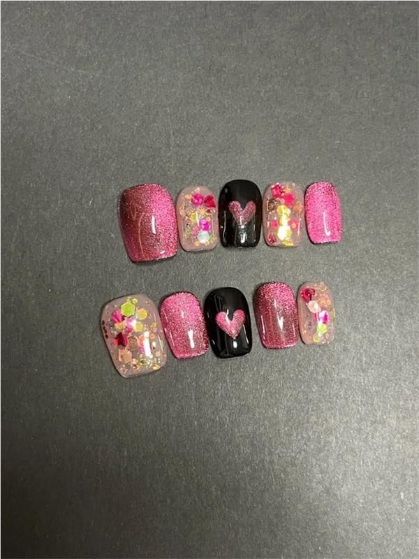 新しいホットガールハンドメイドカスタムミレニアムホットガールキャットアイグリーンネイルパッチ取り外し可能なネイルパッチショート(L-