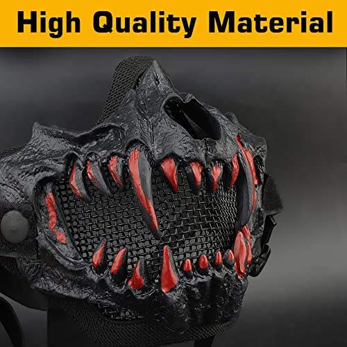 Guayma Airsoft Half Face Skull Masks Tactical Face Protection Mesh Mask For Halloween Cosplay Paintball Cs Games,Suit #TOP1