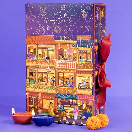 Phool Magic Window Diwali Gift Box | 17 Handpicked Festive Items | Contains Dry fruits and nuts, candles, diyas, agarbatti, playing cards, rose mukhwas Premium Gift for Family, Friends & Corporates