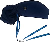 Vista 6 de Gorra médica con interior sedoso, gorro de algodón con banda para el sudor y botones, cola de caballo ajustable