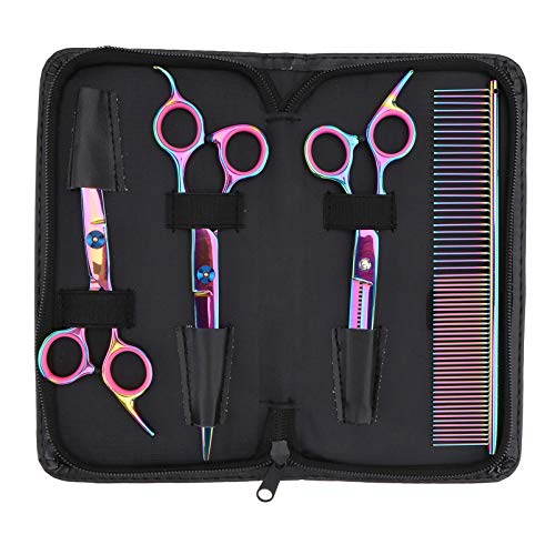LEORX 4pcs Hair Cutting Shears Colorful Stainless Steel Hair Thinning Scissors and Hair Comb Set for Salon Home