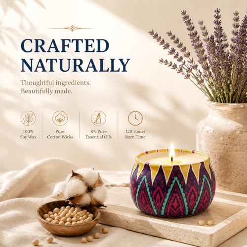 Candles Gift Set for Women, 4 Pack Scented Candles with 8% Essential Oils, 120H Long Lasting Aromatherapy Candles for Home Relaxation - Image 5