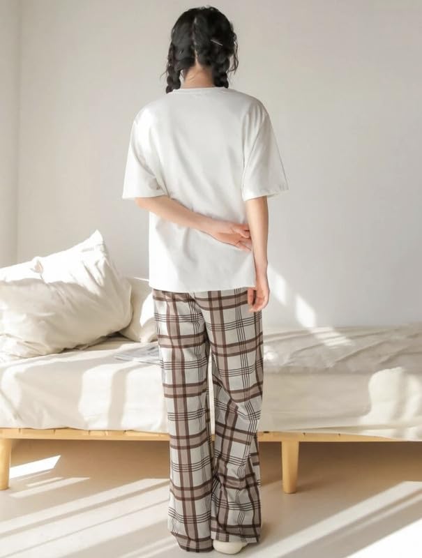 Image of KSHS Printed Round Neck Short Sleeve Nightsuit Set | Pajama Set | Casual Night Dress for Women