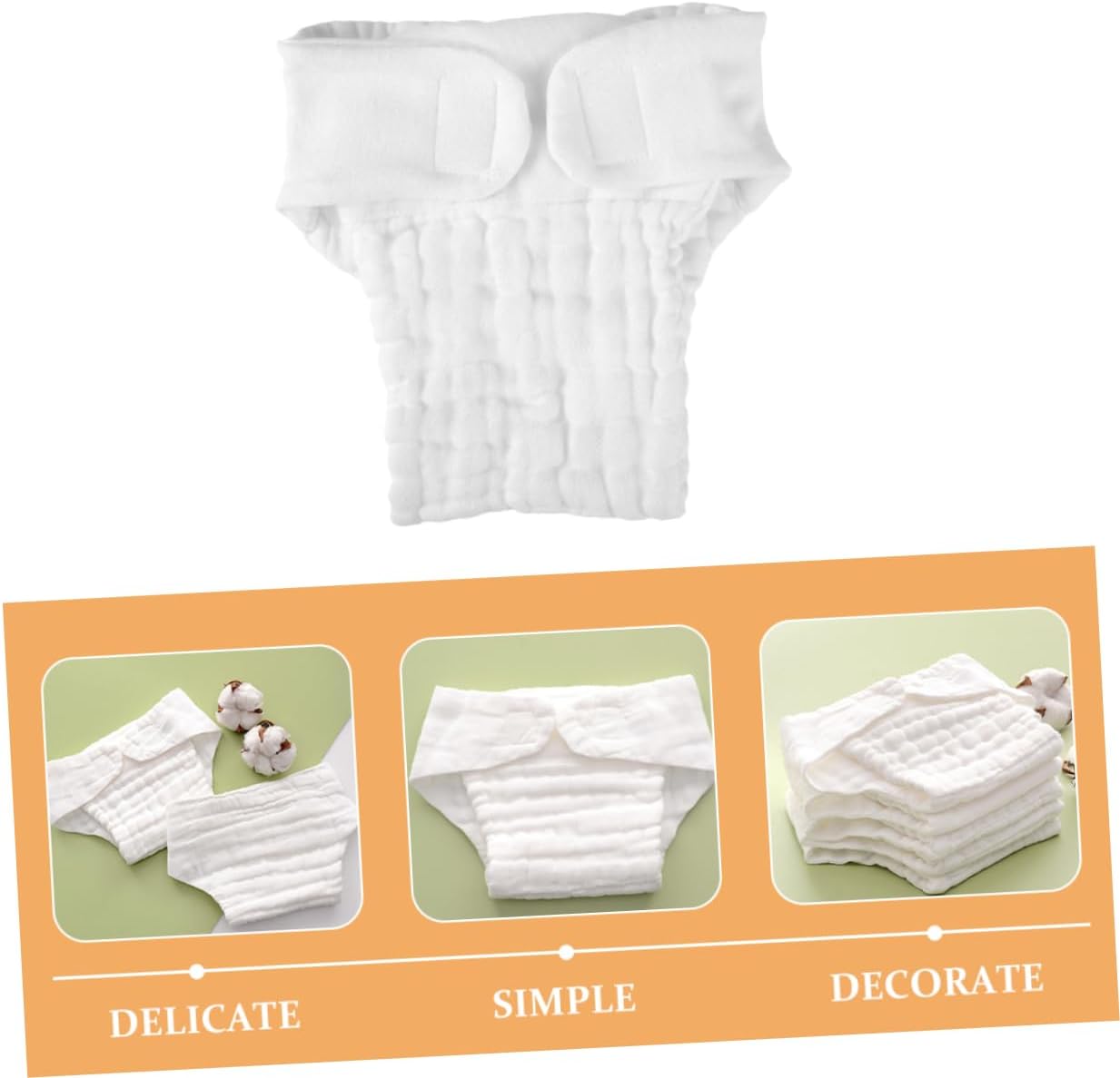 Beavorty 5Pcs Reusable Cloth Diapers for Infants Waterproof Breathable Washable Nappy Liners Size S for Newborns and Toddlers for Swimming and Everyday Use