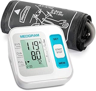 Blood Pressure Monitor Upper Arm, MEDGRAM Accurate Cuffs for Home Use with Large Cuff 22-40 cm, Automatic & Digital BP Machine, 2 x 120 Sets Memory… (White)