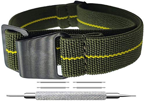 Shieranlee 20mm 60's Bracelets de Montre élastiques en Nylon Plongeurs Parachute Vivoactive 3 Music,Vivoactive 3,Venu,Vivomove HR,Luxe/Style,Forerunner 245,645 Music and Any Watches with 20mm Lug Cover