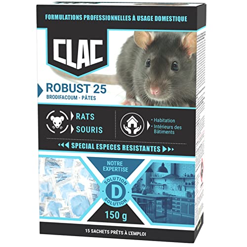 CLAC Raticide Souris et Rats – Souricide Professionnel Puissant, Mort aux Rats/Souris foudroyant pour intérieur | Anti Rongeur et Rat, Produit/Poison spéciale espèces résistantes (Pâtes)