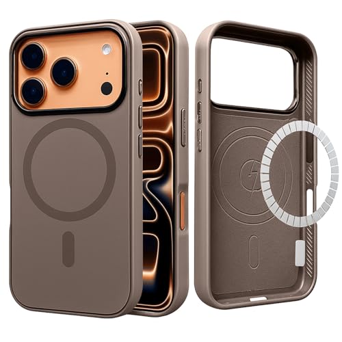 Image of Elzzi Magnetic for iPhone 17 Pro Max Case (2025)(Compatible with MagSafe)(Military Grade Drop Protection) Matte Shockproof with Anti-Fingerprint Phone Cover, 6.9''|Brown