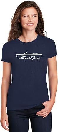 1965 1966 Plymouth Sport Fury Convertible Classic Outline Design Ladies Cotton Tshirt