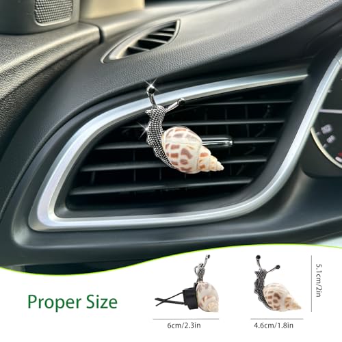 Image of ORIESSE Snail Air Vent Clip Natural Conch Shell Made Car Air Freshener Outlet Clip Cute Animal Car Accessories for Women Refillable Car Diffusers Clips (White Yellow)