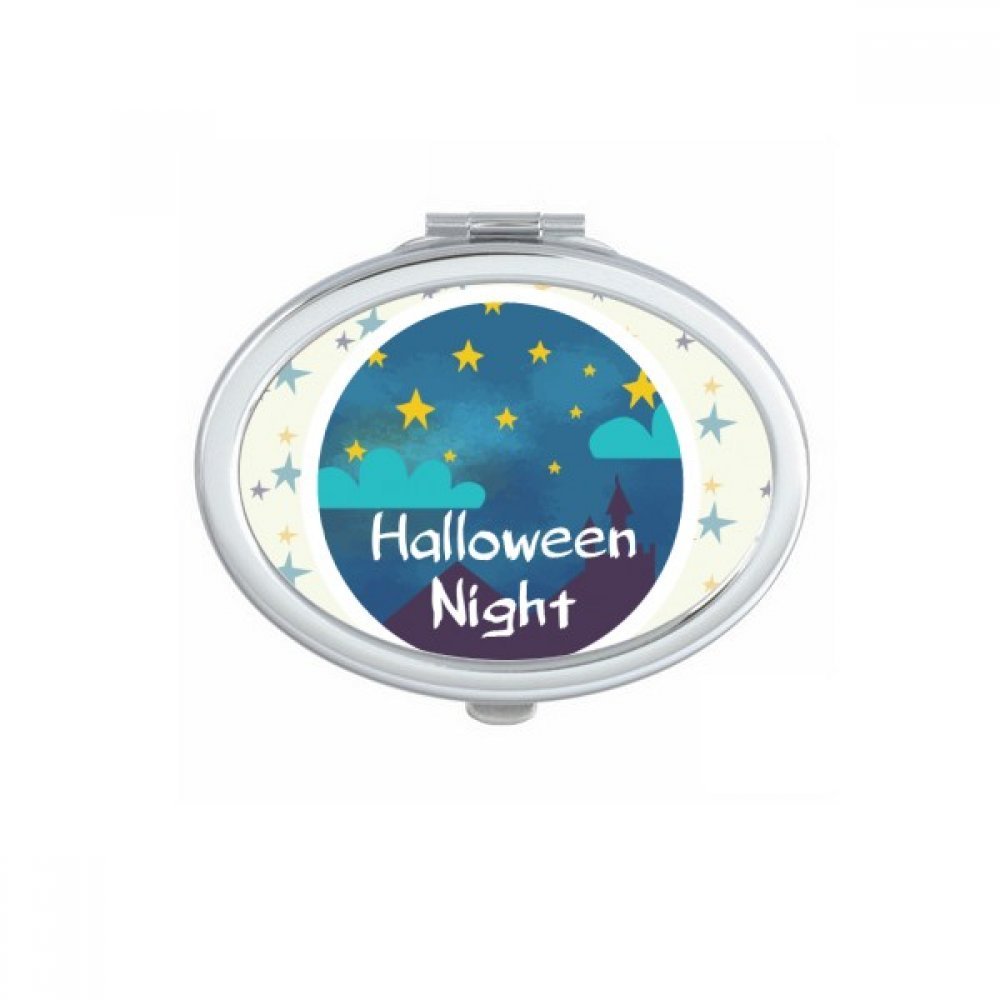 Miroir de poche Halloween mignon petit miroir compact ovale portable cadeau multicolore
