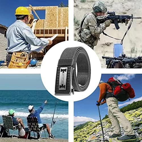 Men'S Ratchet Belt, Nylon Tactical Belt With Automatic Click Buckle, 1.3" Extra Thick Webbing (Black)3