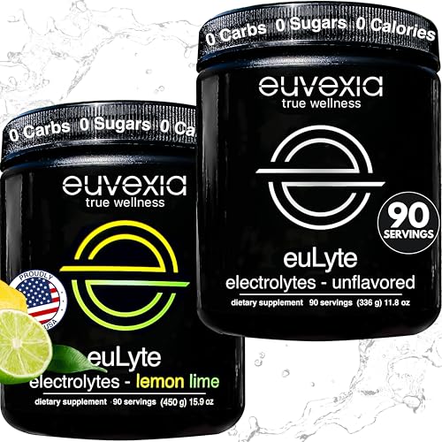 euLyte Dr Ekberg Electrolytes Powder Drink Mix Bundle - Lemon Lime & Unflavored (180 serv) - Hydration - 80+ Electrolytes, Fasting & Keto Friendly, Non-GMO, Sugar-Free