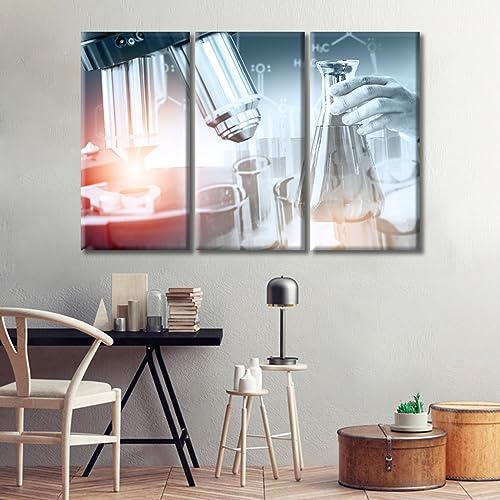 Image of 3 Panels Medical Research Laboratory Microbiology Framed Wall Art Clinical Laboratory Posters & Prints Art Prints for Wall Decor Giclee Print Stretched and Framed Ready to Hang (42 inch Wx28 H)