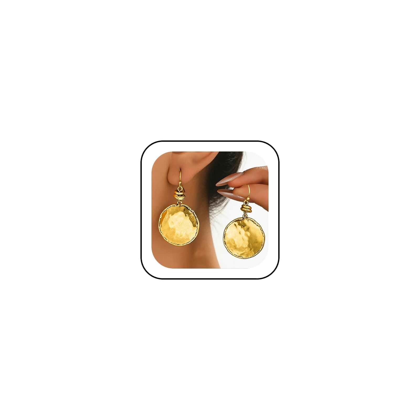 Vintage Round Disc Dangling Hammered Gold Silver Earrings for Women Gifts Statement Hammered Silver Coin Drop Earrings Retro Geometric Gold Round Disc Dangle Earring Prom Costume Jewelry Accessories