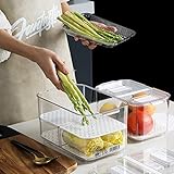 Food storage container,Stackable Refrigerator Kitchen Organizer keeper，drain filter cover+foldable...