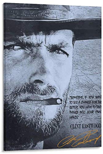 JLFDHR Art Mural sur Toile 50x70cm sans Cadre Citation Great Clint Eastwood Nice Movie Posters Art Poster et Wall Art Picture Print Modern Family Chambre Decor Poters1 Cover
