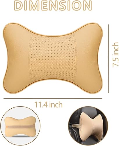 Miniatura 2 de OYOCAM Paquete de 2 almohadas transpirables para el cuello del coche cuello de la cabeza de piel sintética almohada de viaje soporte para el cuello