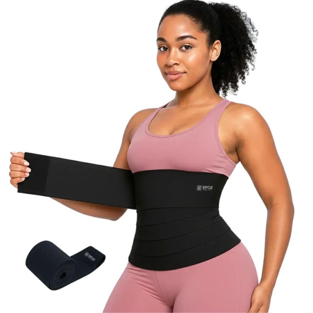 Free Size Premium Slim Belt for Women Belly Fat Waist Belt Elastic Band Weight Loss Flat Belly Belt Body Shaper Abdominal Belt After Delivery for Tummy Reduction Tummy Wrap Waist Trainer Black