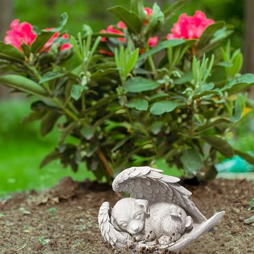 FENGCHUANG Katze Hund Engel Haustier Denkmal Grab Marker Tribut Statue, Hunde Engel Gedenkstatue, Wetterfest Grabstein für Garten, Grabsteine oder Rasendekoration (Hund)