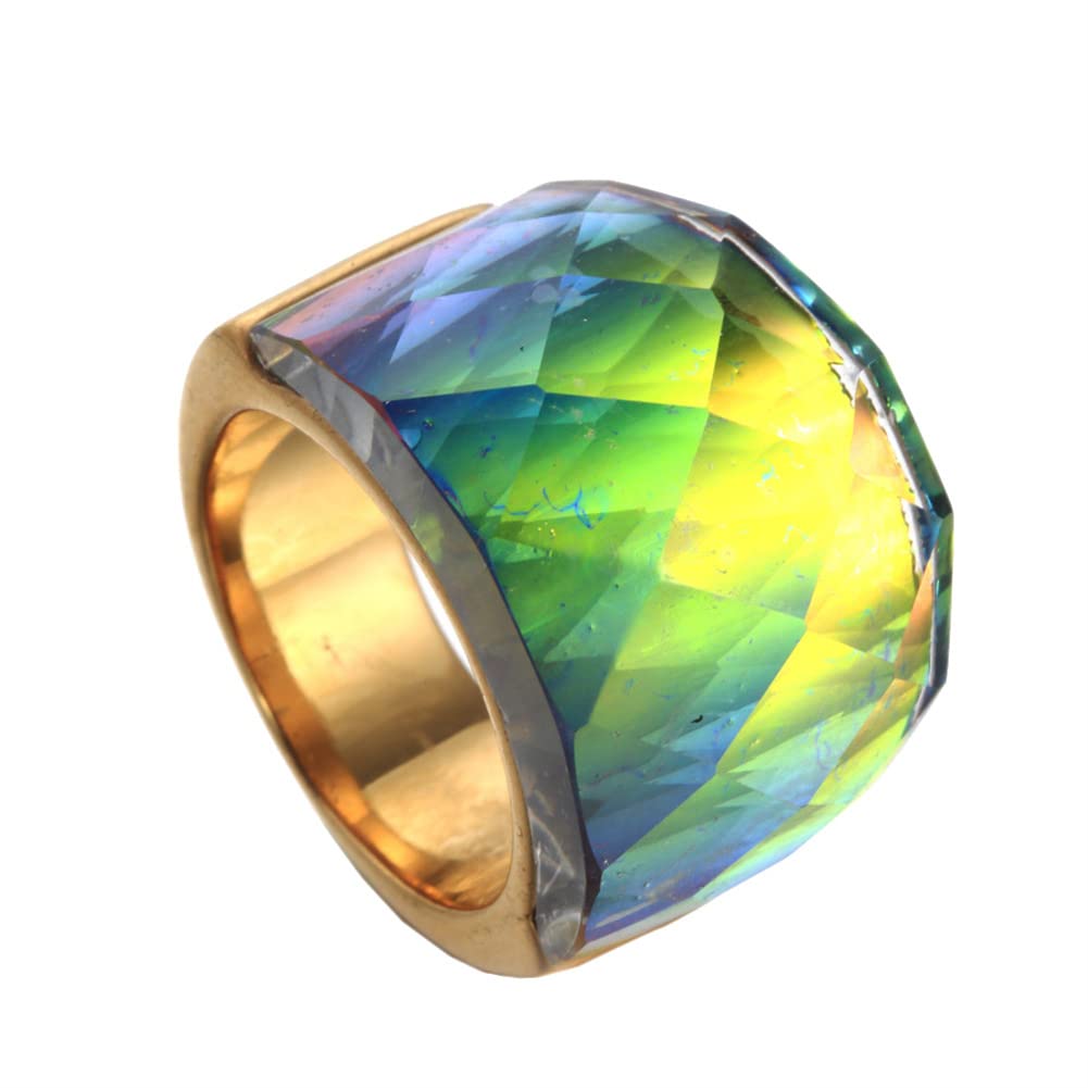 HIJONES Men Women Stainless Steel Cubic Zirconia Royal Crystal Rings Wrap Band Cocktail Style