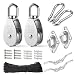 LAIWOO M15 Heavy Duty Stainless Steel Pulley Block, Rope and Hooks, 2 Pack