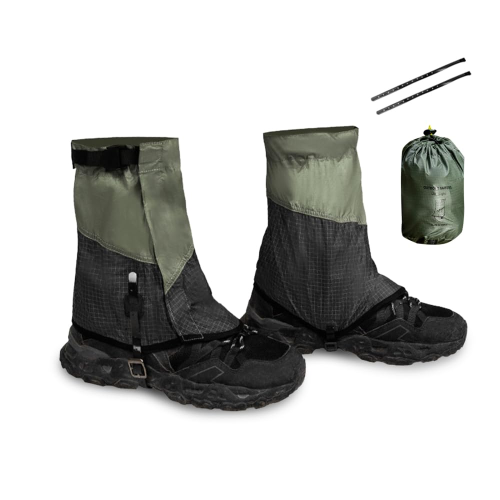 Kurze Gamaschen, 1 Paar Leichte Knöchelgamaschen/Schneegamaschen mit 2 Ersatzriemen, Wandergamaschen für Outdoor Aktivitäten Wie Wandern, Jagen, Spazierengehen, Trekking und Schneeschuhwandern