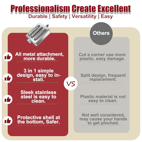 All Metal Pasta Maker Attachment for KitchenAid, 3 In 1 Pasta Attachment for Kitchen Aid Stand Mixer, 8 Gears Adjustable Pasta Roller Attachment for Fettuccine Linguine Pasta Sheets.