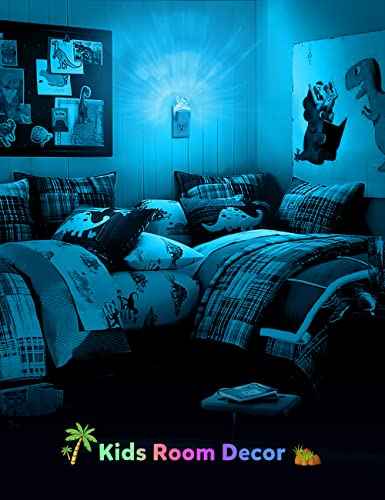 Image of DORESshop Dinosaur Night Light for Kids [2 Pack], 8 Color Changing Plug in Night Lights for Baby with Dusk to Dawn Sensor, Nightlight for Bathroom Decor, Children Room, Dinosaur Toys Gifts