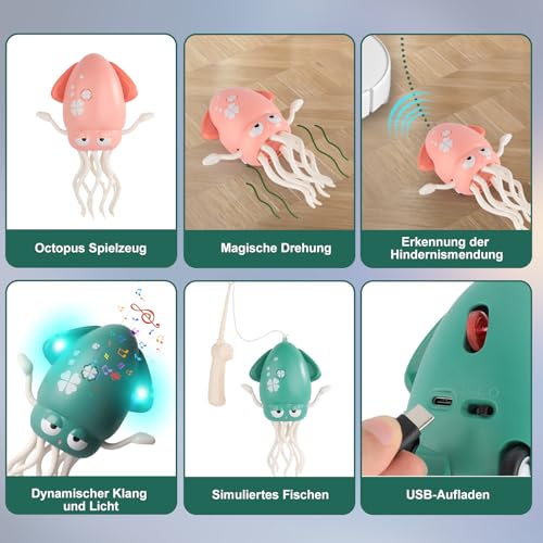 STEFUEWILL17 Hindernis Vermeiden Dancing Oktopus Spielzeug - Partyspiele Freund Kindertag, Control Remote Oktopus Krake Animals Geschenk Ideen, Simulierter Angeln Led Lichteffekten USB Ladung