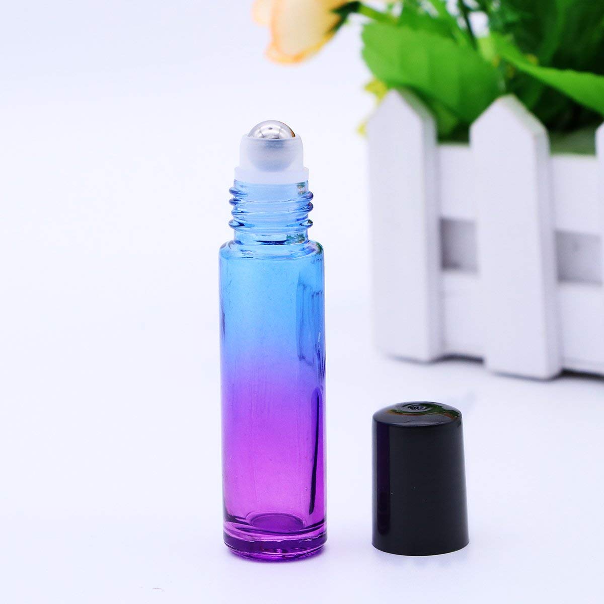 Botellas de cristal degradado 10 ml para aceites esenciales con embudo y etiquetas