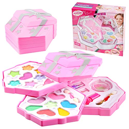 Kids Makeup Kit for Girls - Little Girls Make Up Set - Washable Pretend Makeup Toys for Girls, Kids Dress-Up Beauty Cosmetic Toy Sets for Kids Cosplay, Ideal Kids Gifts for Girls Birthday Christmas