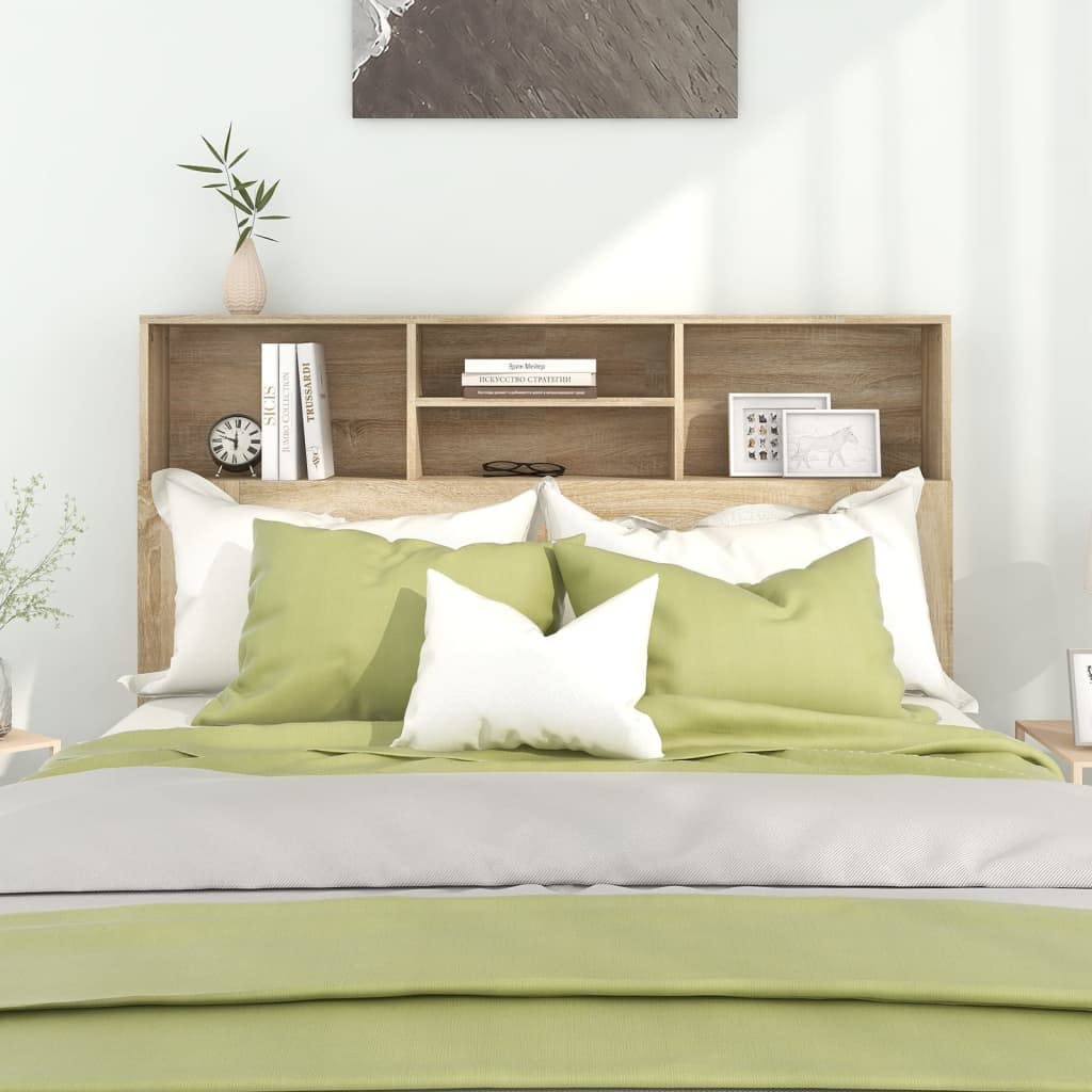 Tino Tech Cabecero De Cama 140x19x103,5 cm Madera Contrachapada Roble Sonoma Cabecero con Almacenaje Cabeceros De Madera Armario Cabeceros Bonitos Cabecero Mueble Cabeceros para Dormitorio