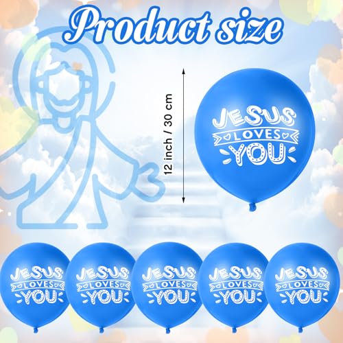 Image of Gejoy Jesus Loves You Balloon 12 Inch Latex Christian Religious Jesus Balloon Party Decor for He Is Risen Party Decor Favor Cross Church Event Birthday Sunday Supplies(Dark Blue,60 Pcs)