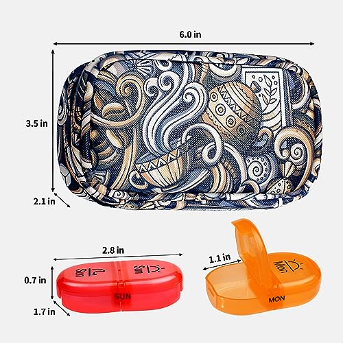 Image of Serfeymi Weekly Travel Pill Organizer 2 Times A Day AM PM Upgraded Rainbow Pill Box 7 Day with Portable Zipper PU Leather Pill Case, Medicine Organizer for Pills, Vitamins, Fish Oils - Brown 03