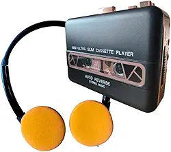 Cassete player para fitas Cassete de áudio com fone estilo anos 90