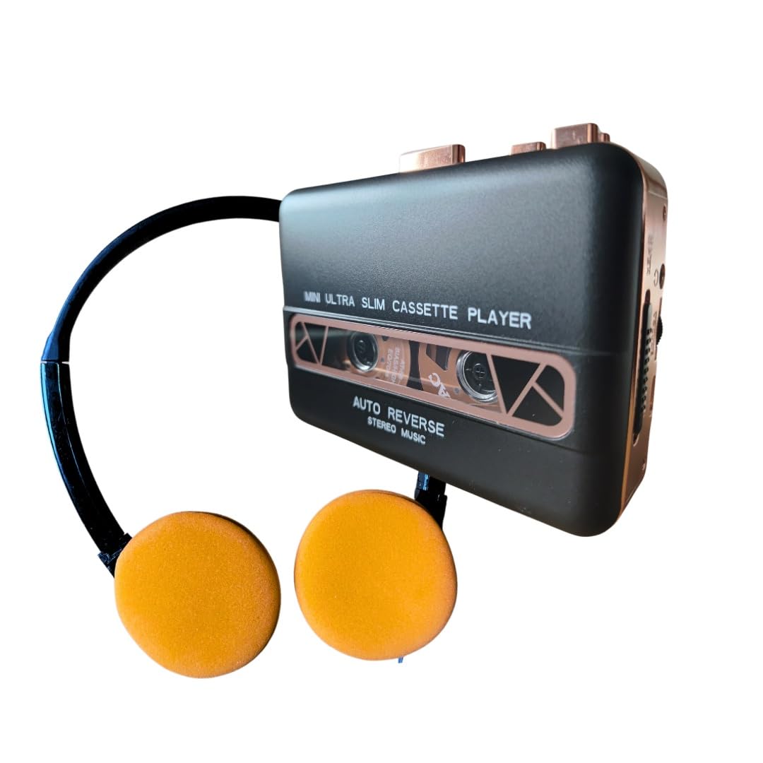 Cassete player para fitas Cassete de áudio com fone estilo anos 90