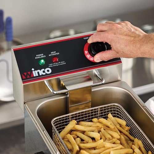 Image of Winco EFS-16 Deep Fryer, electric, countertop single well, Silver, 16.14 x 9.65 x 13.58 inches
