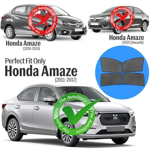 Image of AutoStory Custom Fit Non-Magnetic Cotton Mesh Car Sunshade for Amaze 2025 Onwards | UV & Heat Protection Car Window Curtains | Privacy Car Sun Shade | Breathable Vehicle Specific Side Window Shades