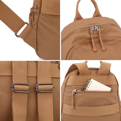Image of Tanweibago Mini Nylon Women Backpacks,11L Small Ladies backpacks Casual Lightweight Women Shopping Travel Daypack (Z1-camel)